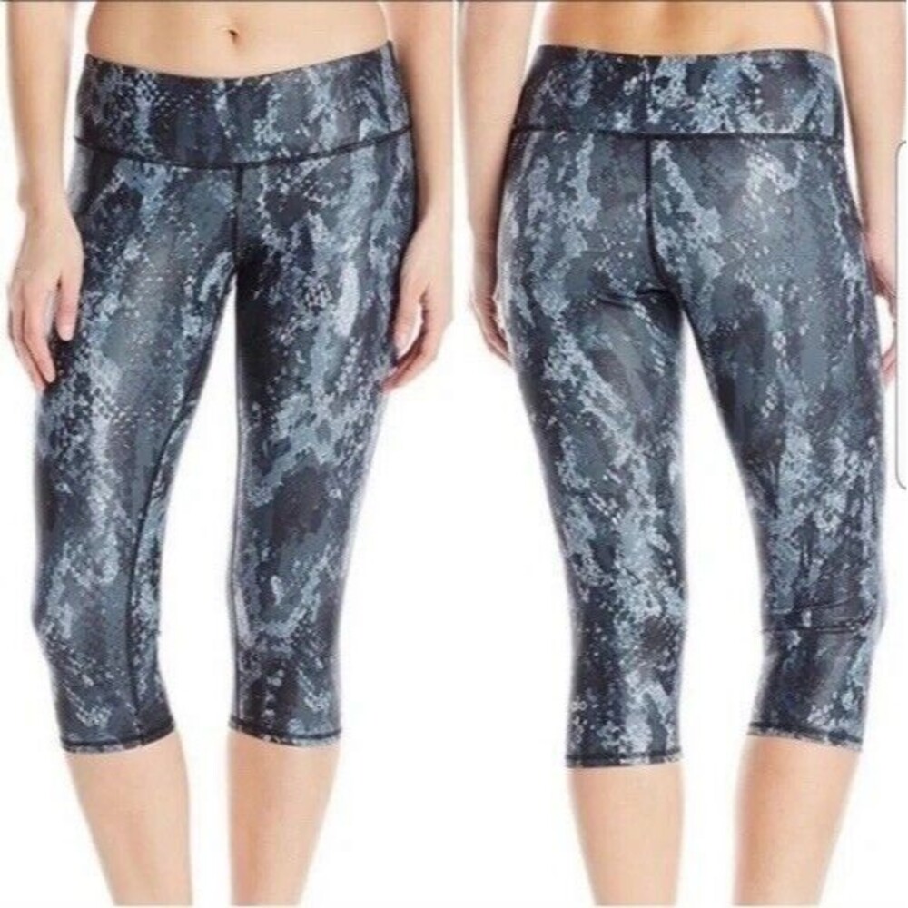 ALO YOGA Airbrush Snake Print Yoga Crop Stretch Pants Gray Black Stretch M